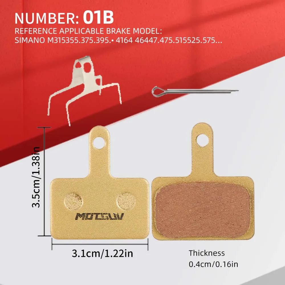 MOTSUV Bicycle Copper Based Pads Fit B01S B03S B05S Hydraulic Disc Brake Pad Road Mountain Bike Pads for MT200 MT400 M485 M525