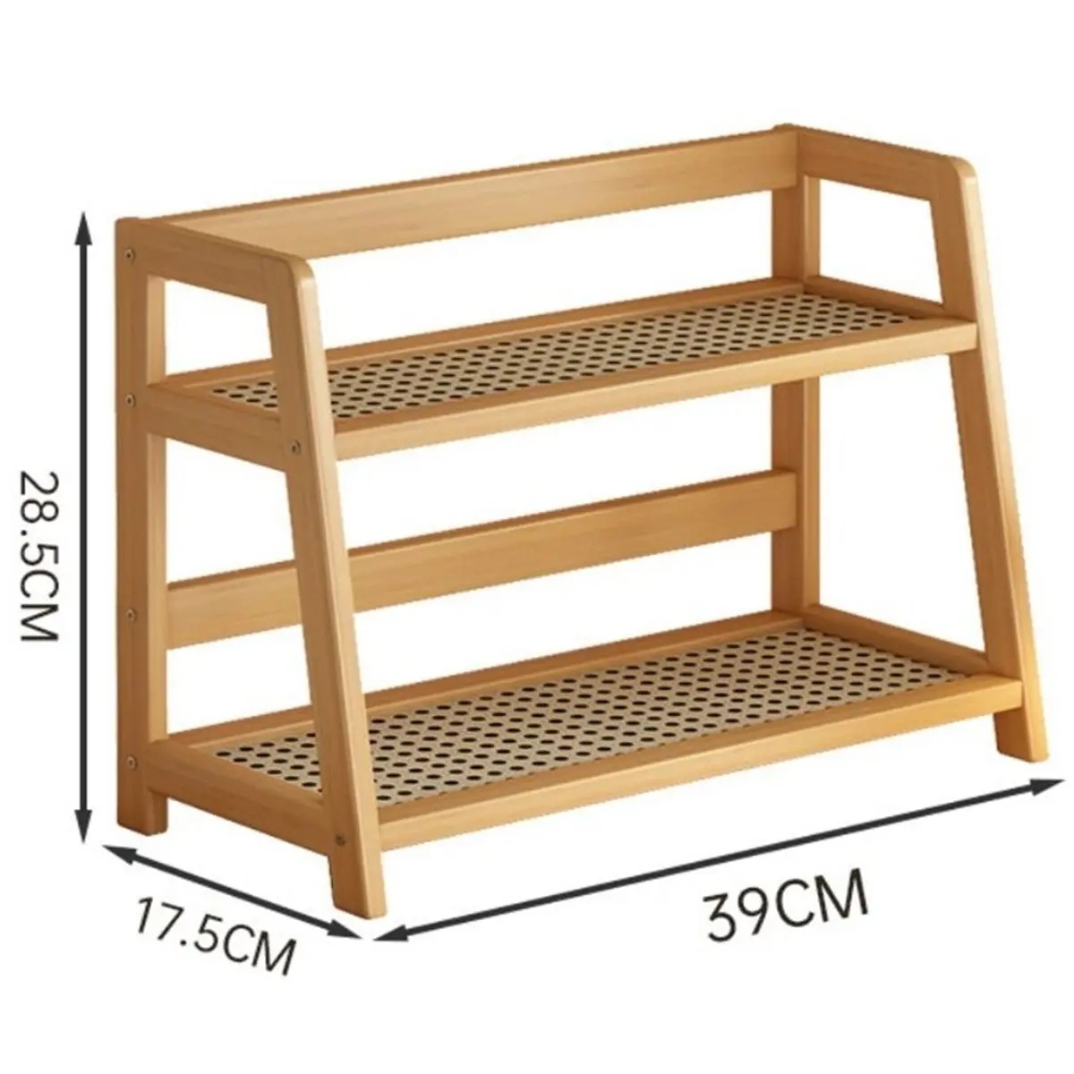 【AT48】 NEW Wooden Storage Shelf for Kitchen Rattan Desktop Organizer Display Rack Spice Rack for Countertop Makeup Organizer
