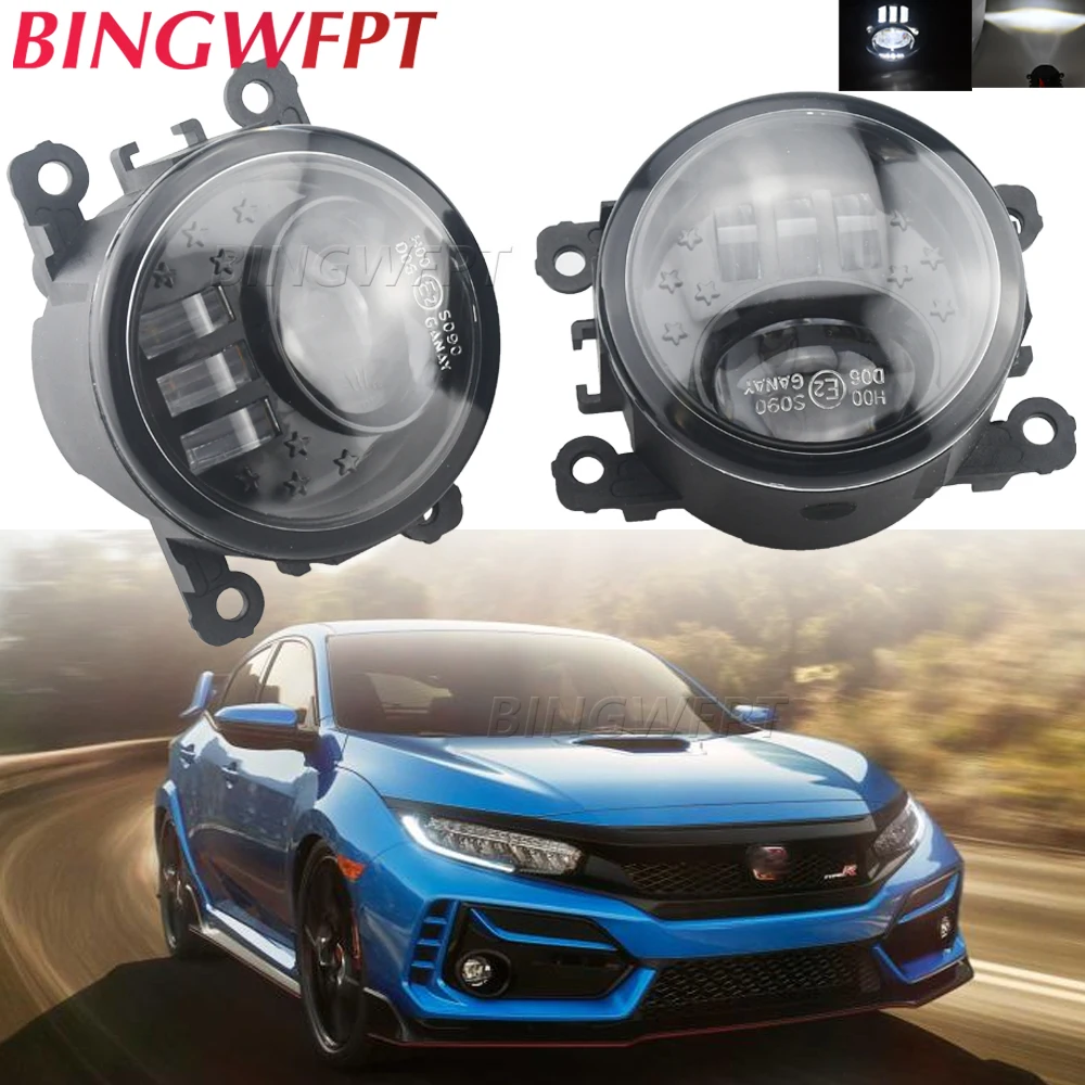 2 X  Fog Light Assembly For Honda Accord City Fit Civic 2016-2021 (Including Type R) Car LED Lens DRL Daytime Running Light 12V