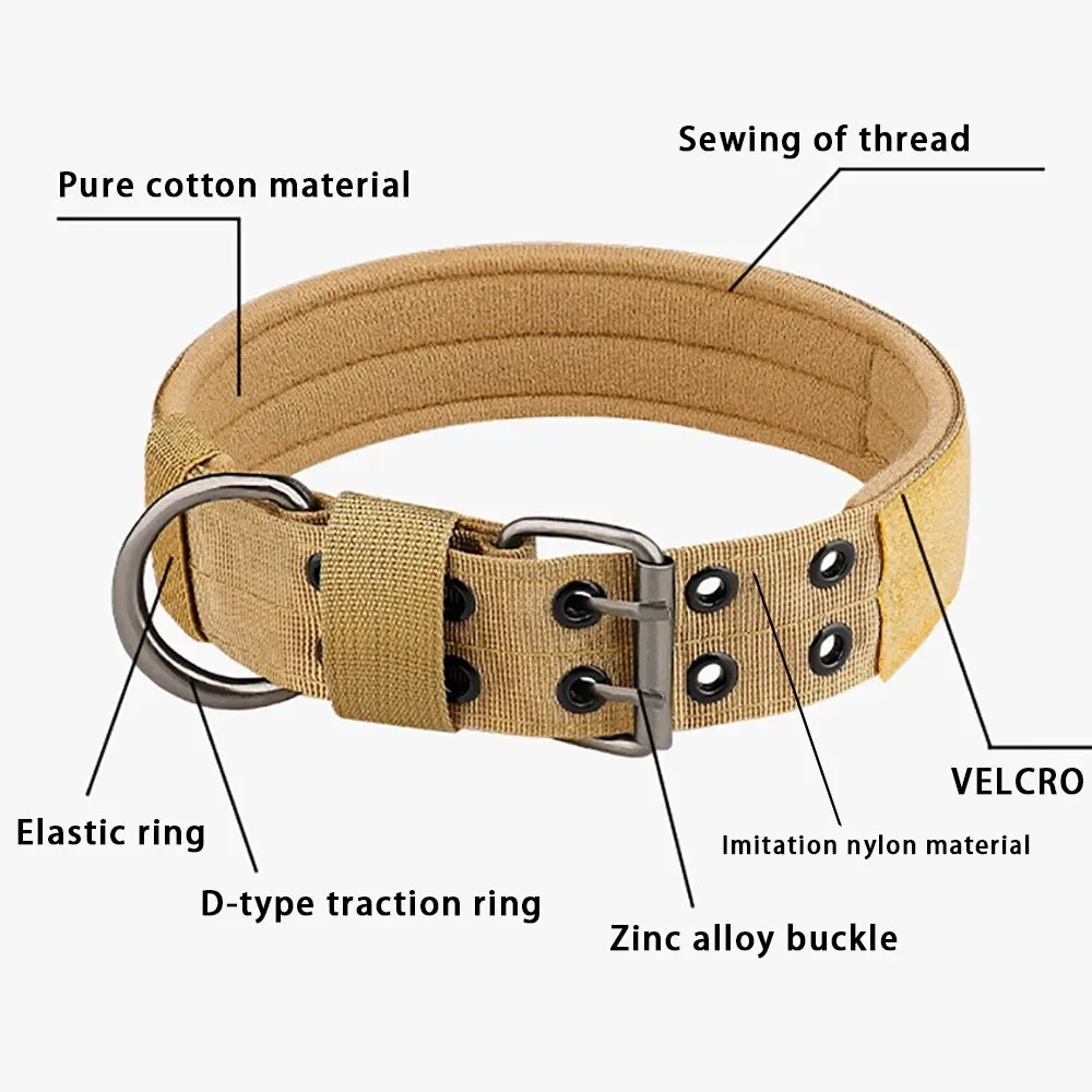 Productos para mascotas, Collar táctico para perros al aire libre, Collar de nailon transpirable, Collar de entrenamiento para perros medianos y