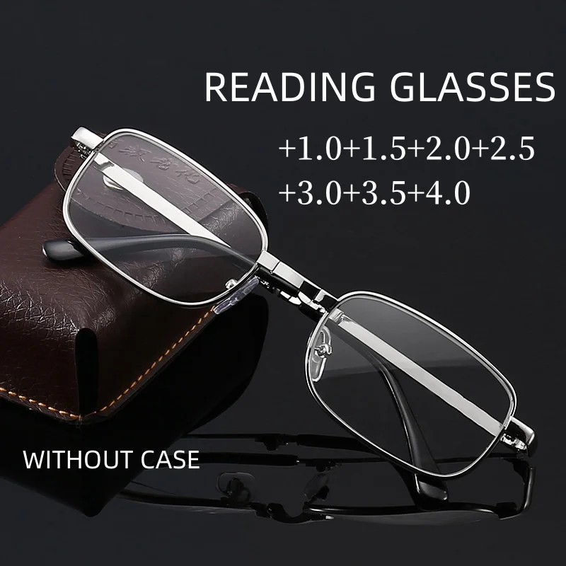 Anti-Blue Light Blocking Fashion Reading Glasses Full-Frame Metal Eyewear HD Ultra Light Portable Eyewear for Men Women