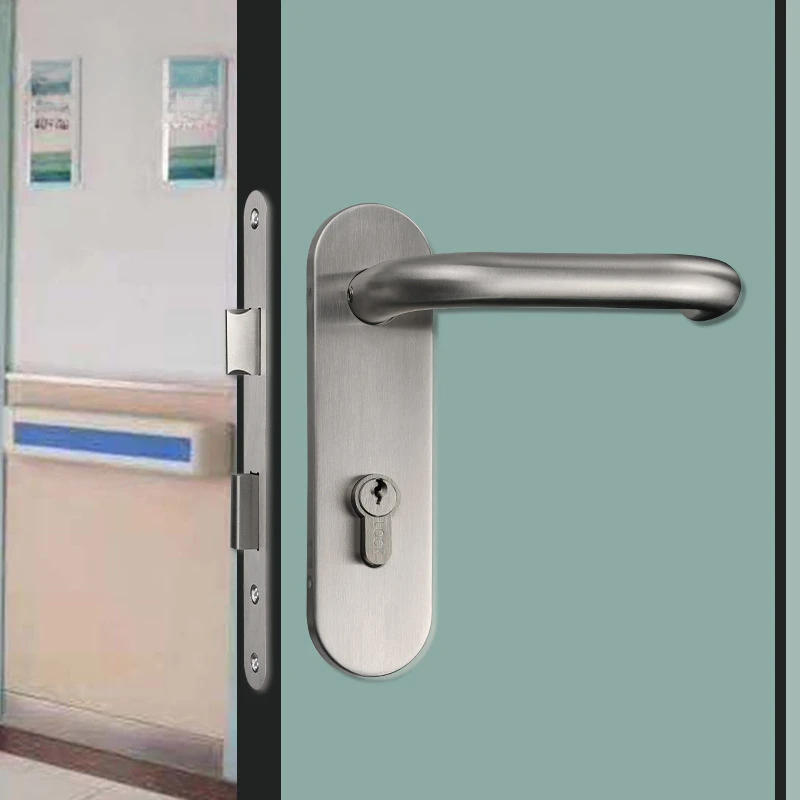 Lock Complete Set Fire Door Lock Safety Passage Door Stainless Steel Escape Door Handle Double Opening Lock Universal Accessory