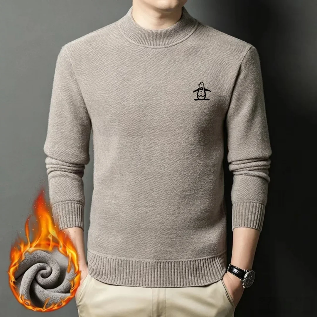 High end designer's new round neck sweater mens fashion brand Penguin embroidery winter new plush thick pullover sweater knitted