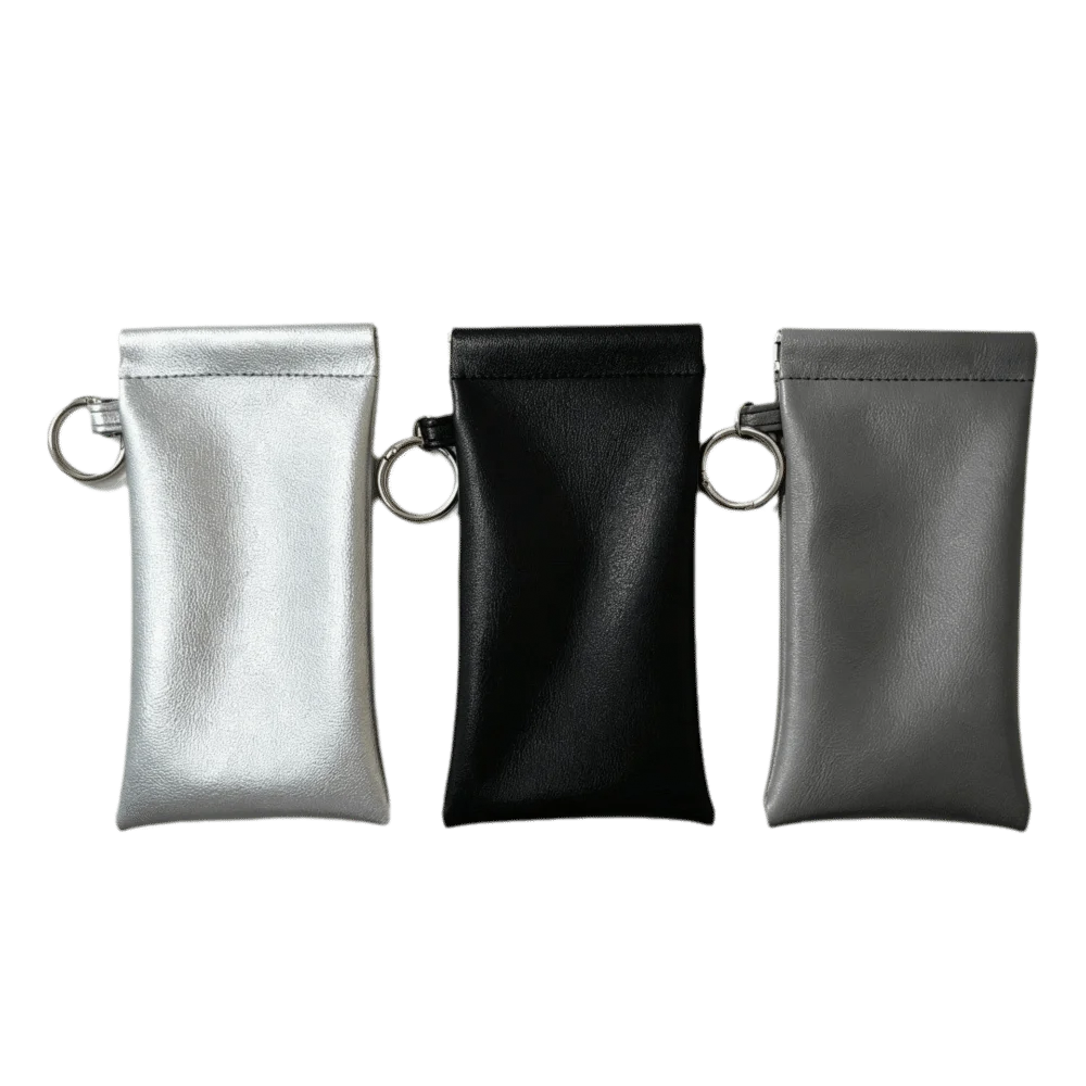 PU Leather Glasses Storage Bag Hanging Soft Reading Glasses Pouch Automatic Closure Waterproof Sunglasses Protective Cover