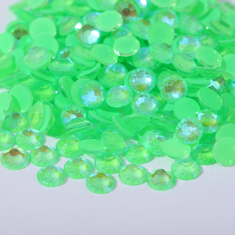 1440PCs SS4-30 Luminous Neon Fluorescent Green AB Glass Flatback Bottom Diamond Glow in Dark Nail Art Decoration Jewelry Crystal