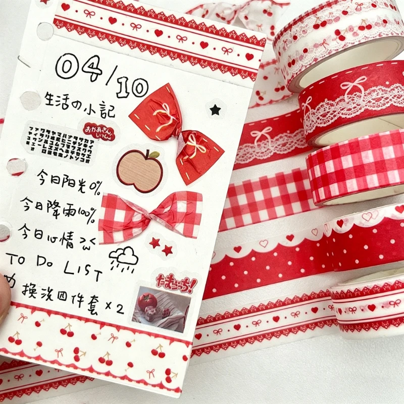 5Pcs Cute Washi Tape DIY Scrapbook Journal Collage Decor Material Stationery Aesthetic Masking Tape view 6