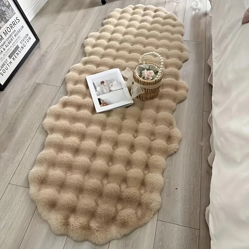 

Plush White Area Rug, Soft Faux Rabbit Fur Runner for Bedroom Decor, Comfortable Long Carpet for Living Room and Home