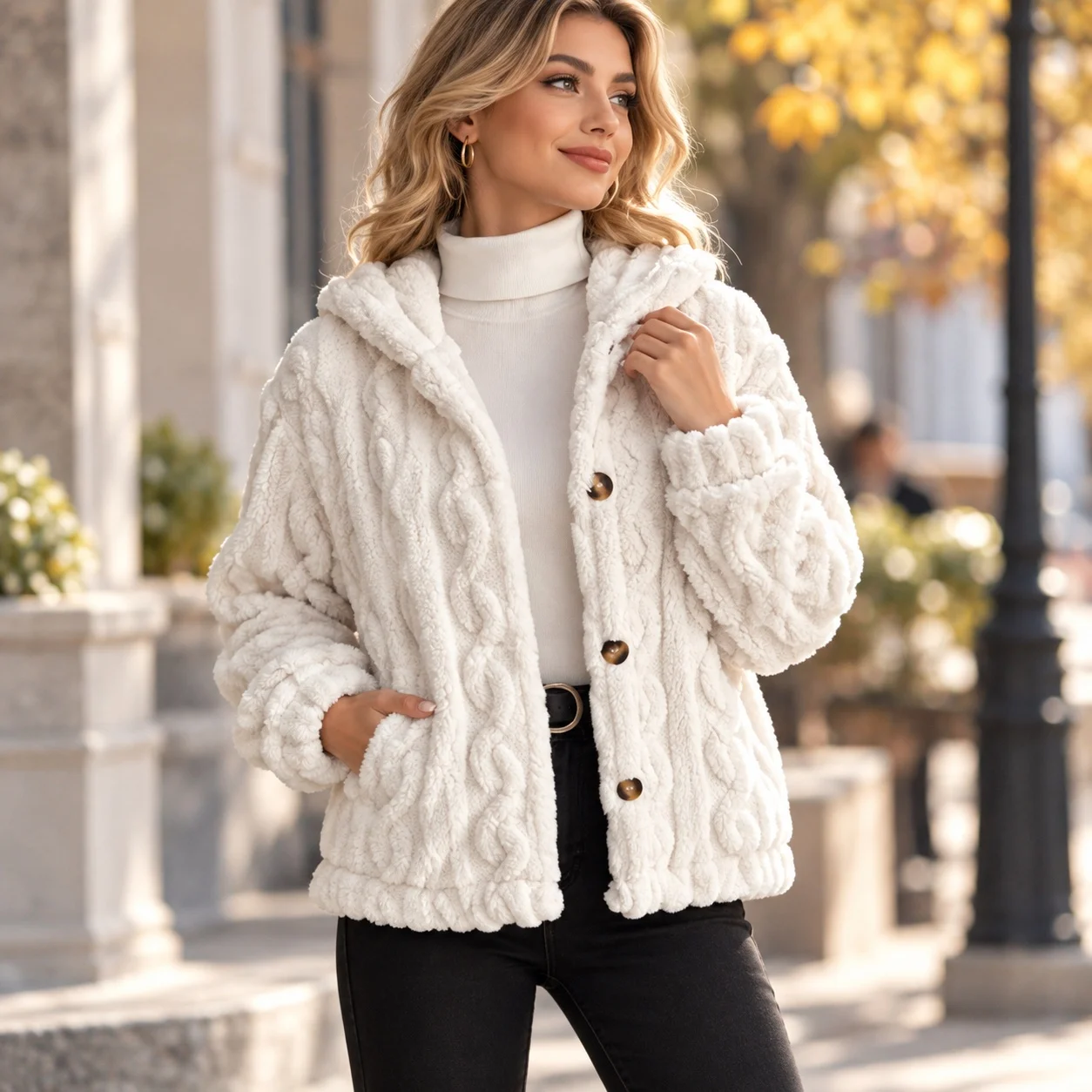 Thick Long Sleeve Coat Regular Fit Elegant Women Jacket with Wrinkle Resistant Finish Notched Collar Graceful Commuter Winter