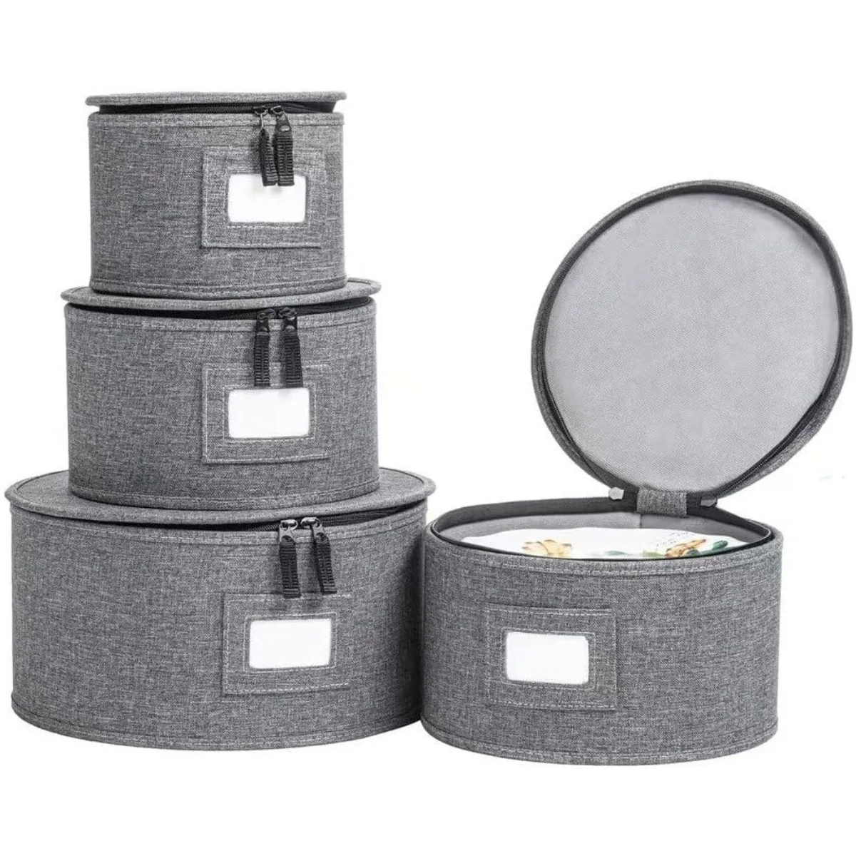 Storage Organizer for Round Plates 4PCS Durable Kitchen Storage Container Space Saver Home Moving Protection Case Set