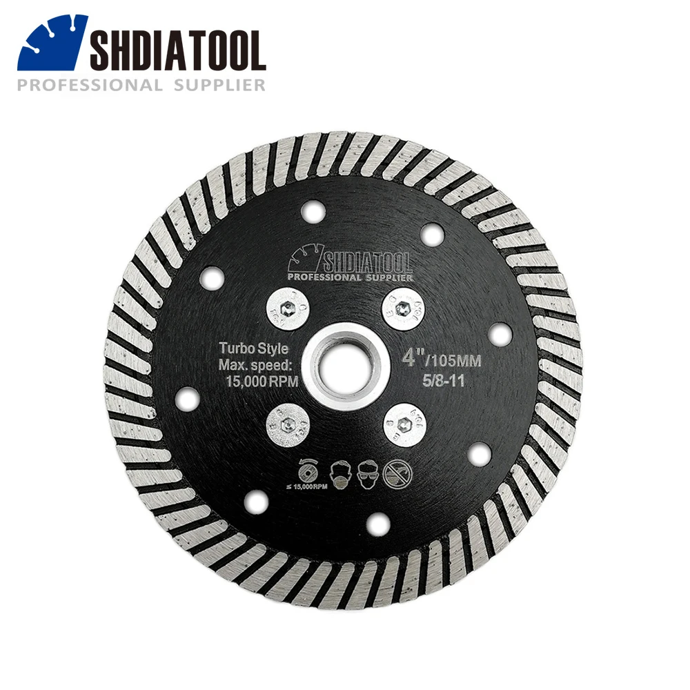 SHDIATOOL 1pc Dia 105mm 5/8-11 flange Diamond Hot Pressed Narrow Turbo Blade Cutting Disc Tile Granite Marble Concrete Masonry