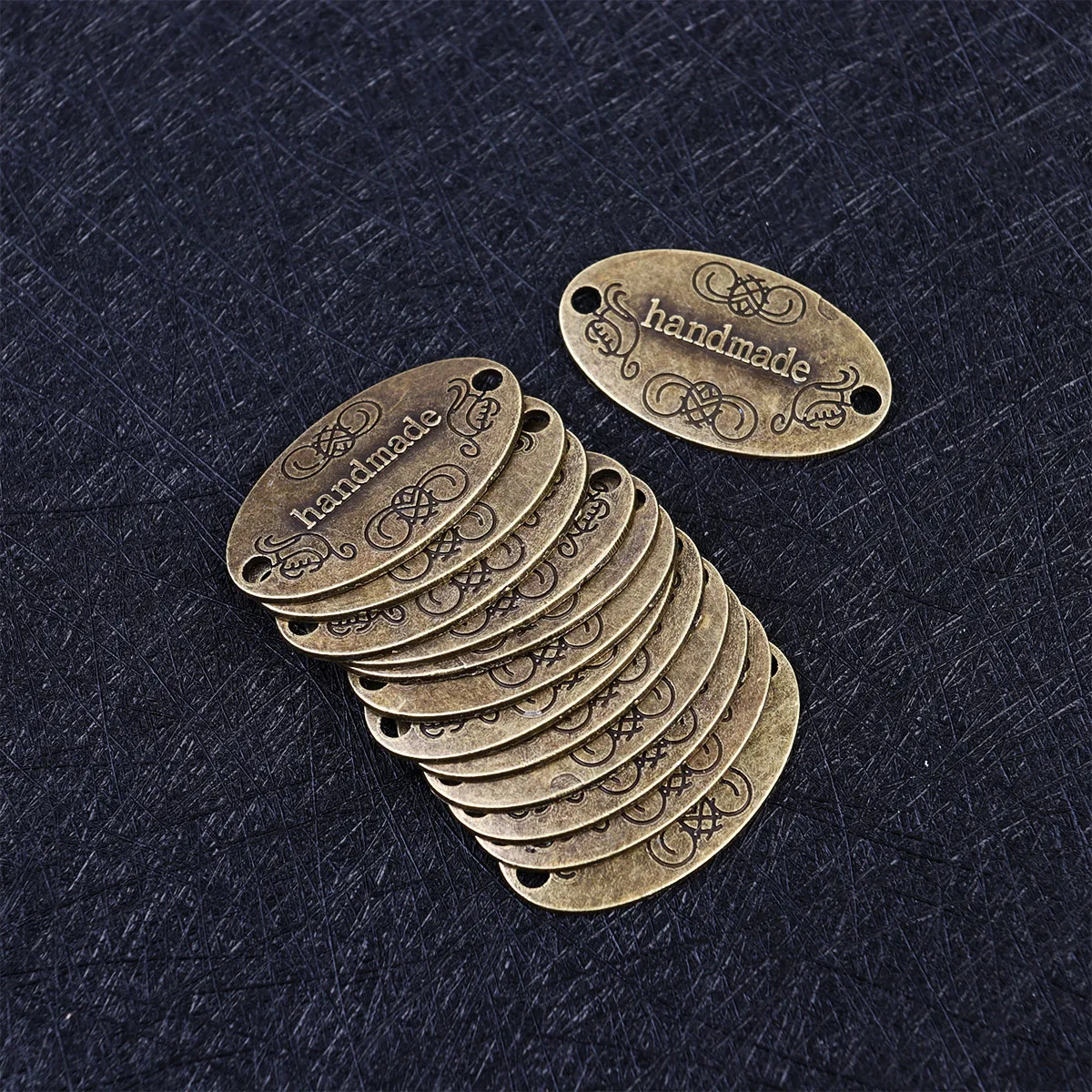

60 Pcs Double Hole Metal Tags Retro Pendant Charms for Necklace Bracelet DIY Jewelry Making Accessories Label Keychain Decor