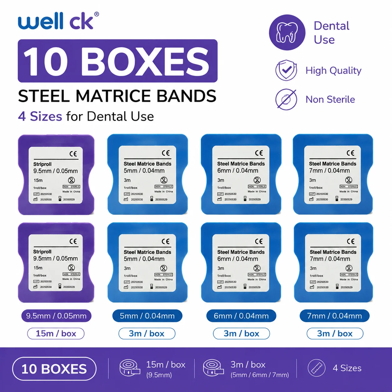 10 Roll Dental Matrix Strip Resin Molding Sheet Clear/Stainless Steel Matrix Bands Length 3m/15m Width 5mm/6mm/7mm/9.5mm
