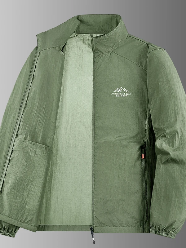 

Мужская летняя куртка 2025 года из ледяного шелка, быстросохнущая, легкая, однослойная, для активного отдыха, ветрозащитная, модная, с защитой от солнца