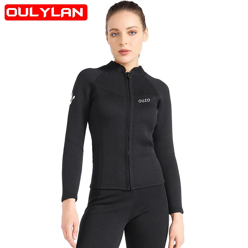 

Oulylan New Women Wetsuit Jacket 1.5mm Front Zipper Diving Suit for Surfing Snorkeling Dive Winter Swimming Suit Keep Warm