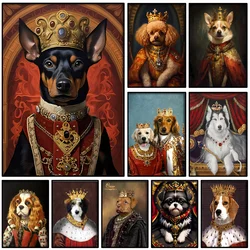 Dog King Royal Animal Poster Self-adhesive Art Waterproof Paper Sticker Coffee House Bar Room Wall Decor