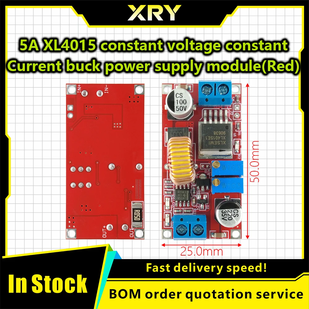1PCS XL4015 5A DC-DC Converter 4-38V to 1.25-36V Adjustable Step-Down Module with Heat Sink Step-Down Module XL4015 4~38v