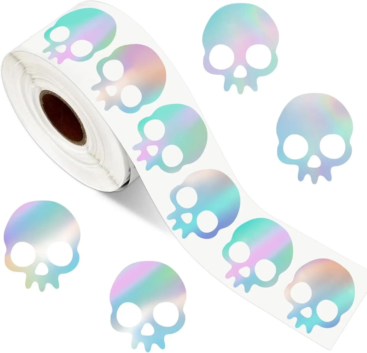 500pcs Halloween Skeleton Stickers Roll Decor Laser Waterproof Self-Adhesive Sticker Cute Party Decal for Home School Office