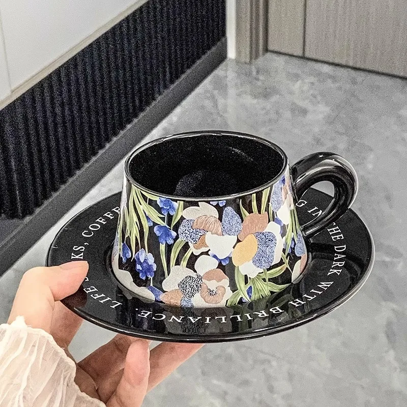 

Ceramic Women's Exquisite Coffee Cup and Plate Set Internet Famous Afternoon Tea Tableware Beautiful Cup Creative Couple Cup