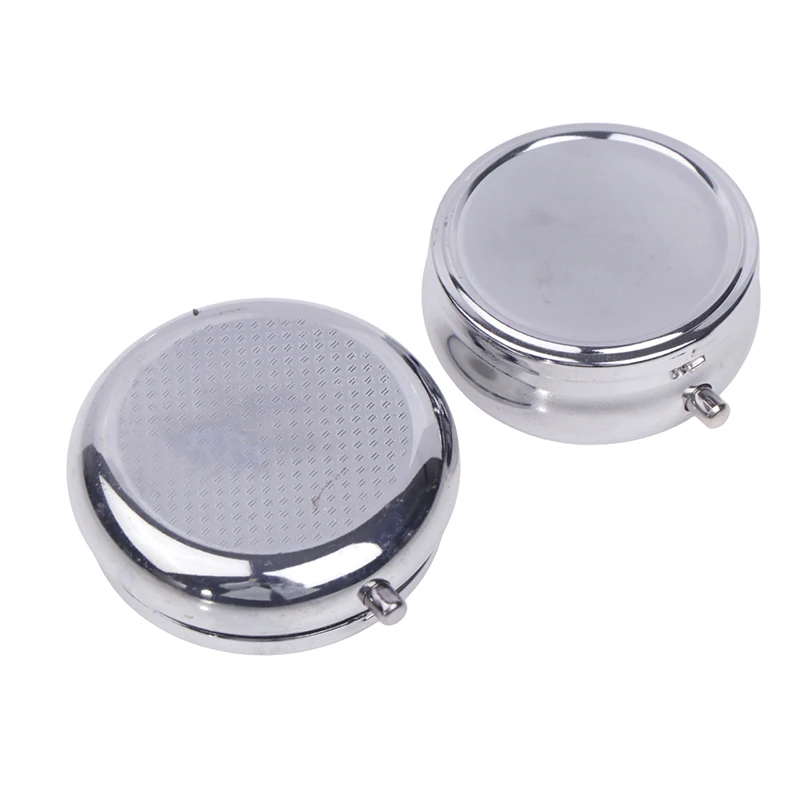 Metal Pill Boxes Stainless Steel Round Pill Boxes Medicine Organizer Container Medicine Case Splitters Pill Candy Box