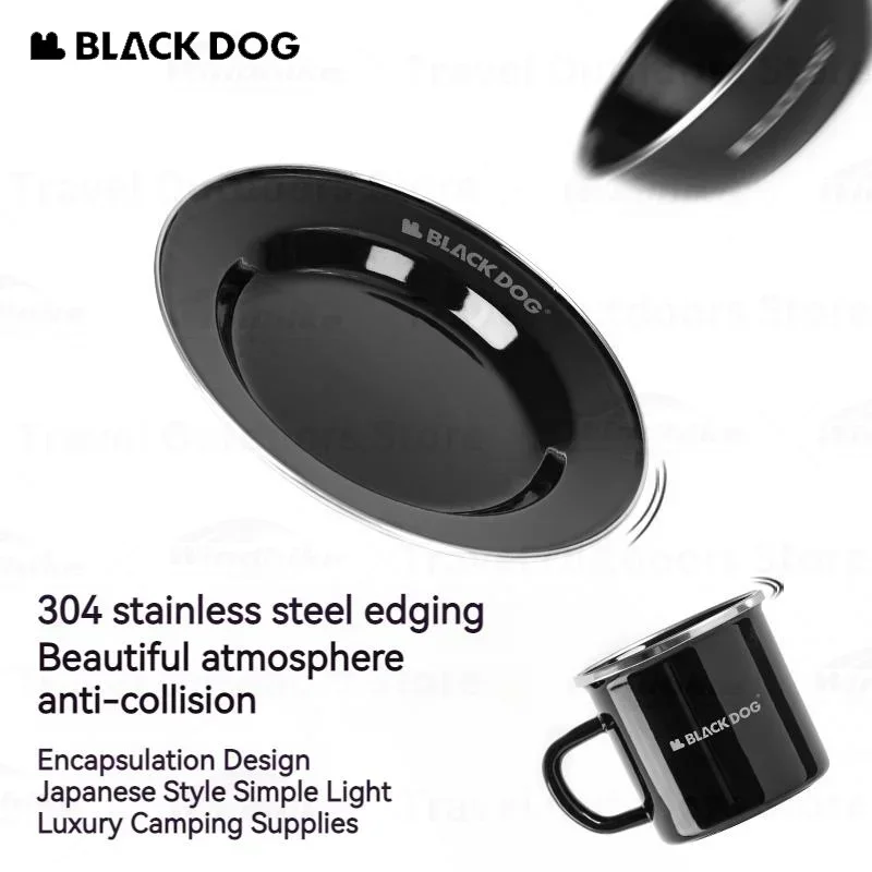 Naturehike BLACKDOG Thickened Enamel Tableware Cup Bowl Picnic Camping Outdoor BBQ Portable Barbecue Exquisite Dish Mug Plate