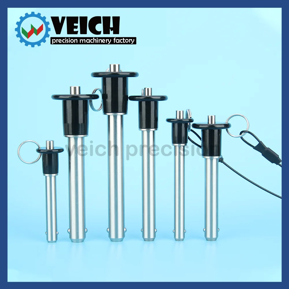 VCN011 Quick Release Pin Zinc Alloy Push Handle Stainless Steel Locating Pins Ball Lock Pins With Rope