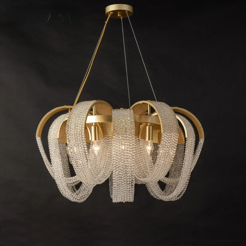 

2023Luxury Tassel Crystal Chandelier For Living Room Restaurant Bedroom Hotel Designer Lamp