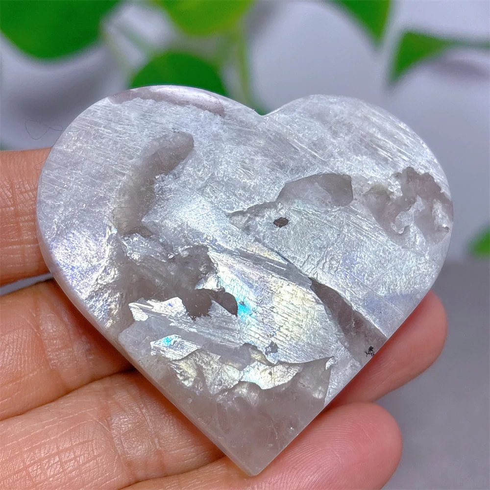 White Moonstone Heart Crystal Natural Stone Quartz Stone Minerals Home Decoration Reiki Craft Gifts Energy Healing Luck Love