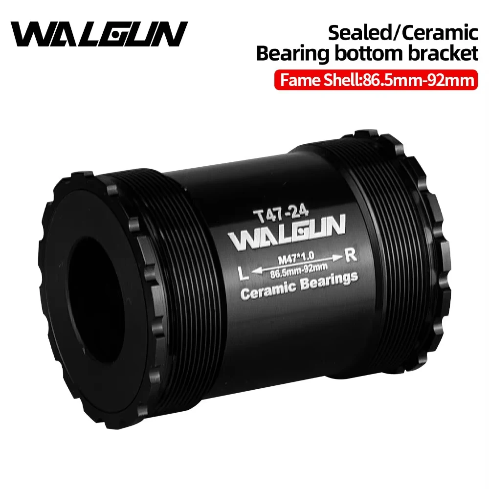 

WALGUN Bicycle Bottom Bracket Road MTB Mountain Ceramic Bearing BB T47 Thread 86.5mm Inboard for 24/22mm Cycling Bikes Cranksets