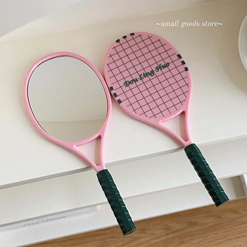 Creative Mirror For Women Funny Tennis Racket Shape Portable High Definition Mirror Cute Daily Makeup Handheld Mirrors