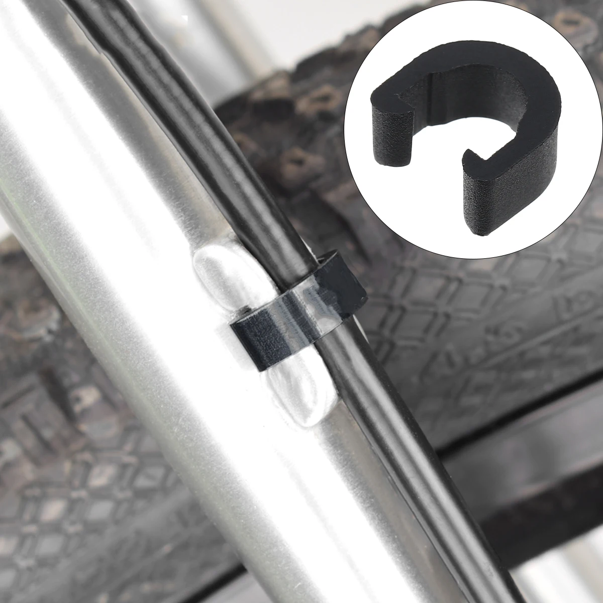 60Pcs Bike Brake Cable Housing C-Clips Black Plastic Reusable Lightweight Durable Frame Line Fixation Shifter Cable Guide