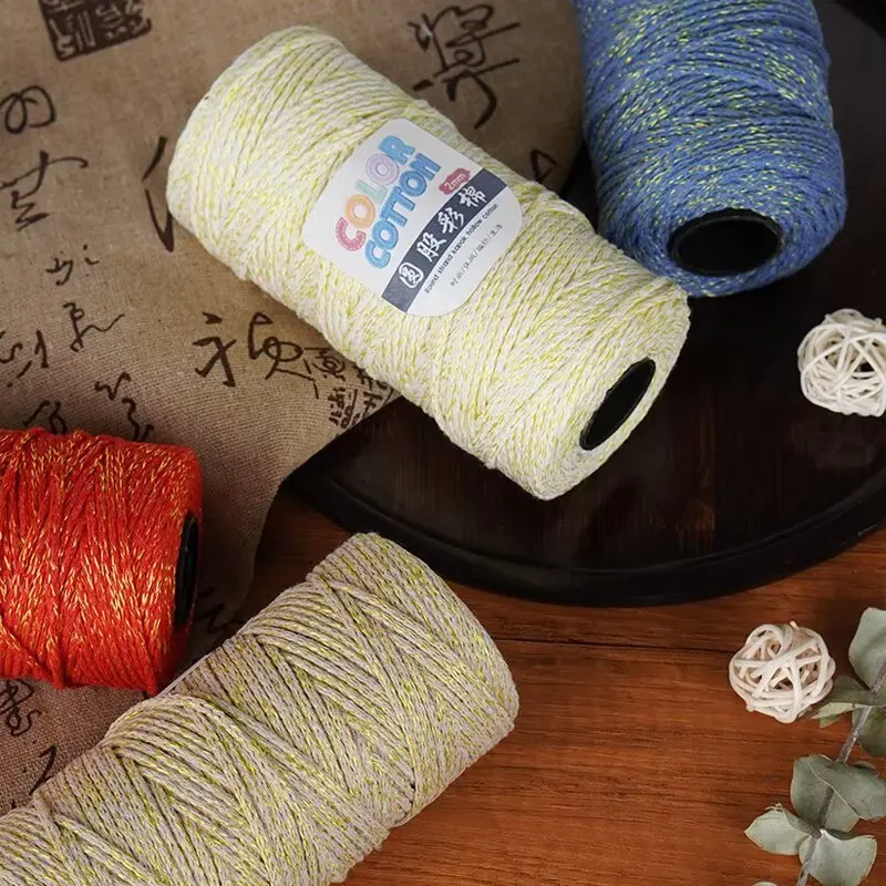 

6pcs 900g Cotton Yarn Round Thread Bright Silk Hollow Cotton for DIY Crochet Hat Thread Bag Materials