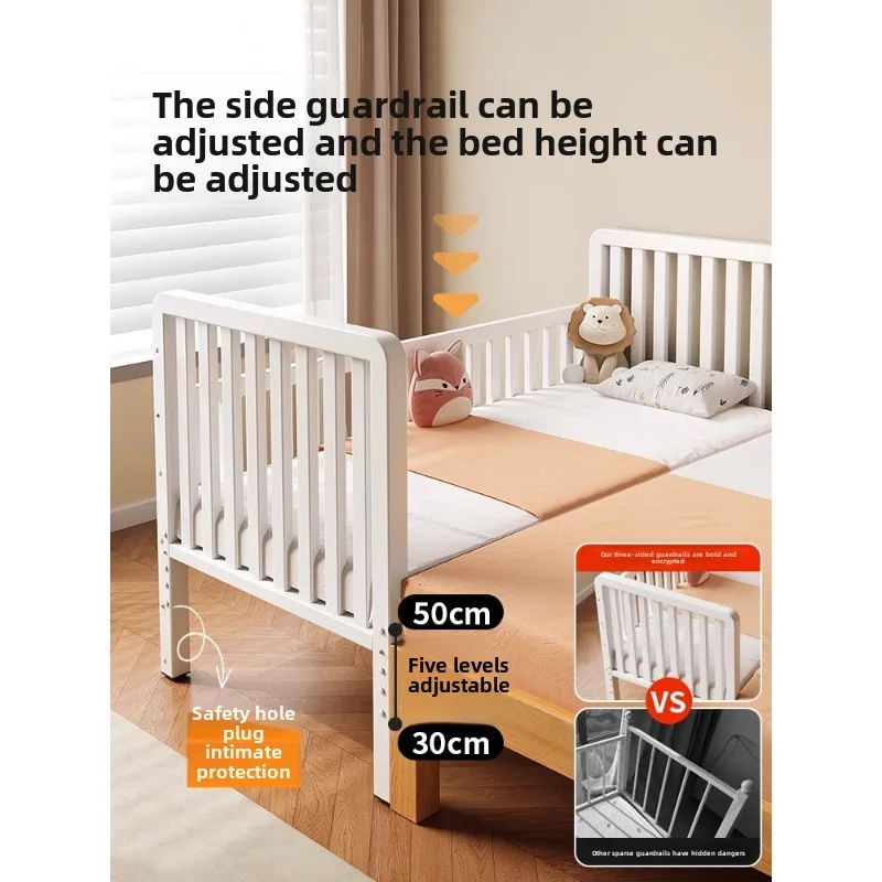 子供用スプライシングベッド ガードレール付き錬鉄製 ベビーベッドはカスタマイズ可能 幅広のスプライシングアーティファクト 大人もベビーベッドで寝ることができます