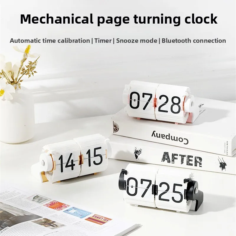 

Time flow desktop cute creative automatic time adjustment bluetooth page turning clock timing reminder table decoration clock