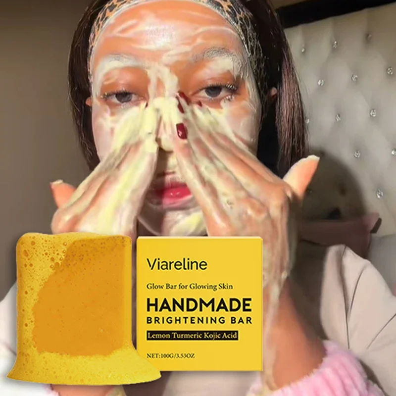 Urmeric Kojic Acid Brighten Facial Soap 100g Gentle Facial And Body Cleansing Soap Lemon Vitamin C Handmade Soap