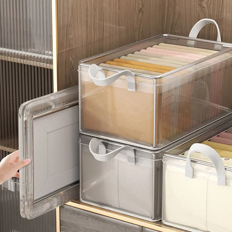 Scatola portaoggetti per vestiti, manufatto per stratificazione armadio domestico, scatola smistamento vestiti e pantaloni, cestino portaoggetti pieghevole in stile cassetto