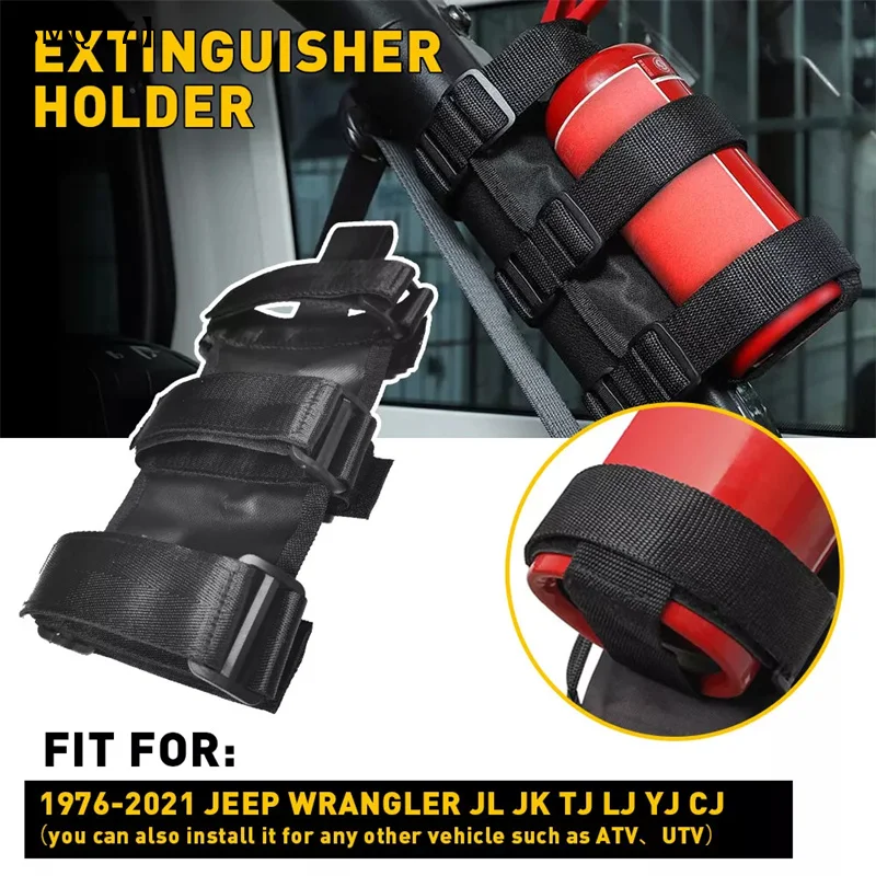 Car Roll Bar Fire Extinguisher Holder Adjustable Mount Strap Hook & Loop For  Wrangler YJ TJ JK JL Car Accessories【SMQ】 view 3