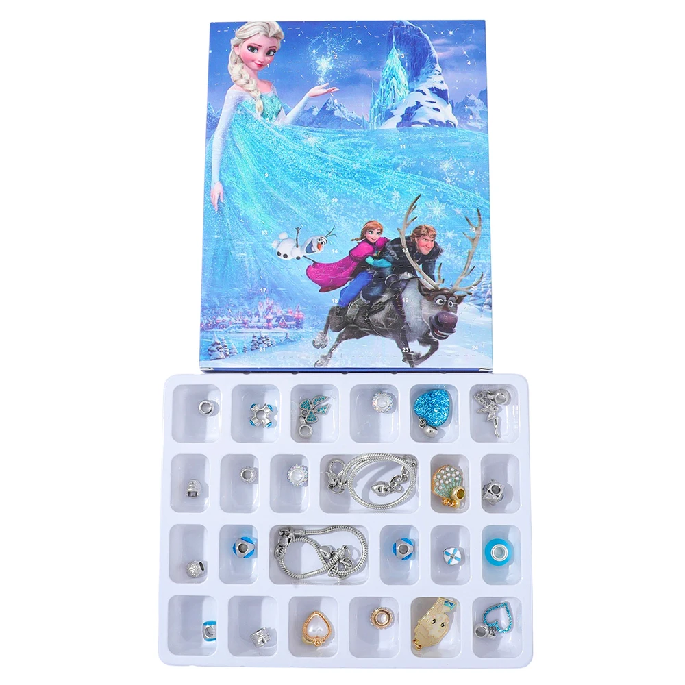 Disney Movie Frozen Figure Advent Surprise Blind Box Fashion Charm DIY Elsa Princess Pendant Toy Gift for Holiday Accessory