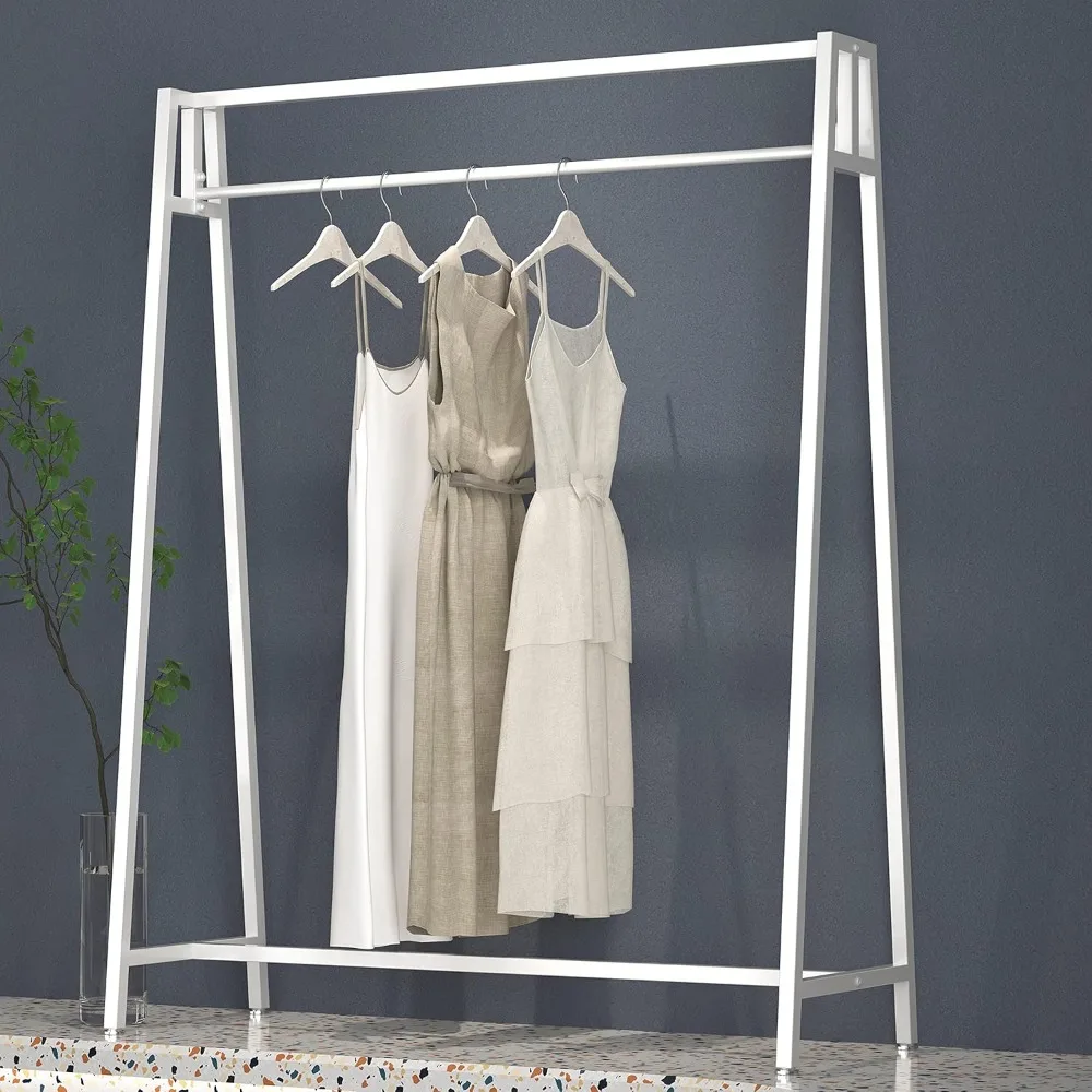 

White Clothing Racks for Hanging Clothes, Heavy Duty Garment Rack, Modern Metal Display Rack for Home, Clothing Store, Boutique