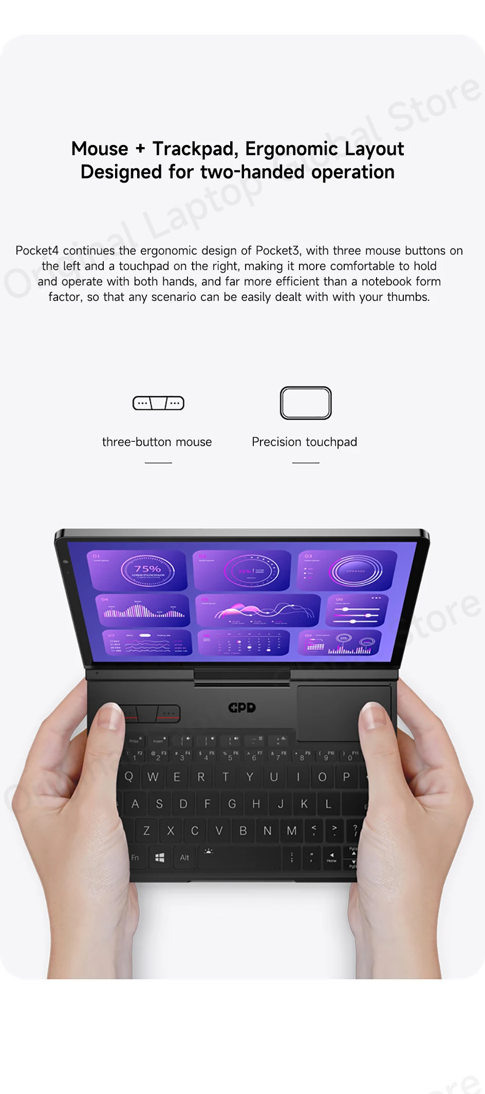 GPD Pocket 4 2025 AMD AI 9 HX 370 32GB/64GB RAM 2TB/4TB SSD 8.8-inch 2.5K Resolution 144 Hz Refresh Rate mini Laptop