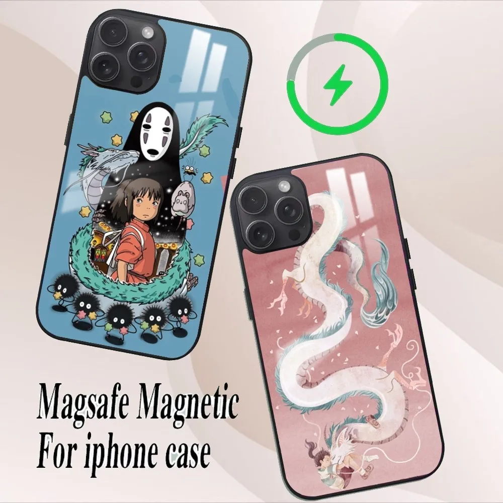 Anime S-Spirited A-Away Phone Case For iPhone 16 15 14 13 12 11 Pro Max Plus Mini Magsafe Mirror Wireless Magnetic Cover