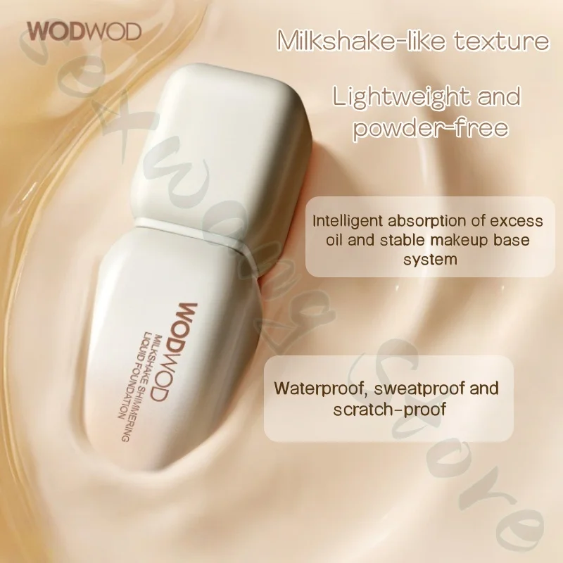 WODWOD リキッドファンデーションは軽く、通気性があり、よくフィットし、毛穴やシミを隠し、メイクを落とすのが簡単ではありません。