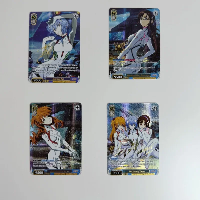 4pcs/set Ayanami Rei Asuka Langley Soryu Mari Makinami Illustrious Self Made Flash Card Anime Classics Game Collection Cards Toy