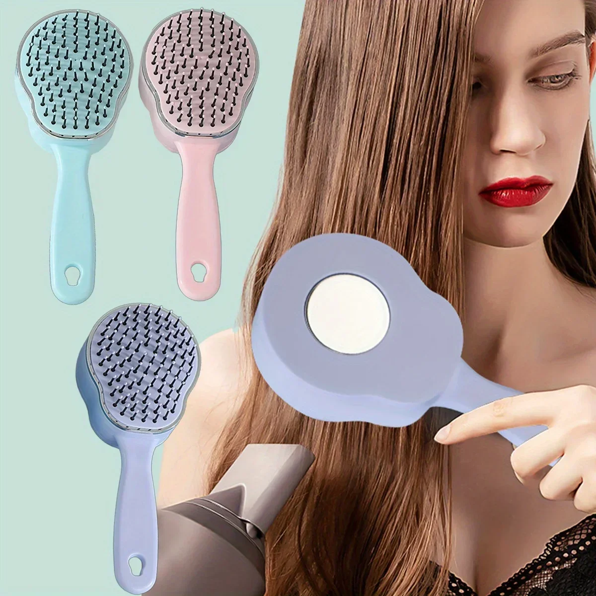 

1PC ABS Clean Massage Comb, Simple One-Click Cleaning for Hair Loss and Scalp Care Shun hair comb Hairdressing Tools