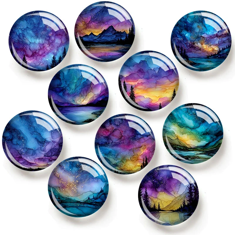 Watercolor Ink Pattern 12MM/18MM/20/25mm glass cabochon  bracelet pendant rings for jewelry demo earrings back Making findingsM