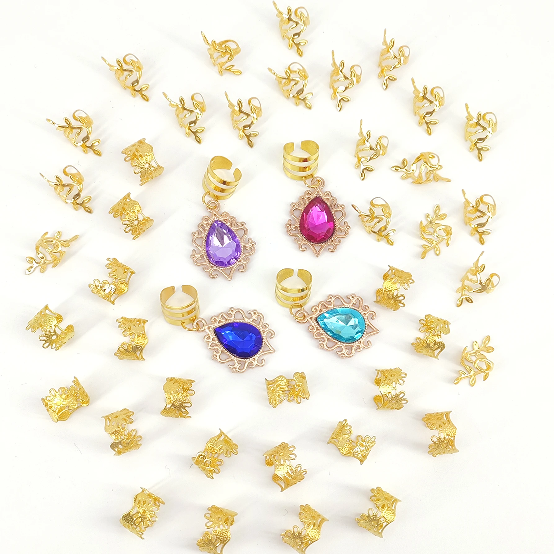 44pcs Gorgeous gemstone Dreadloc Hair Jewelry Accessories for Braids gifts for girls and women Perfect for dances and parties