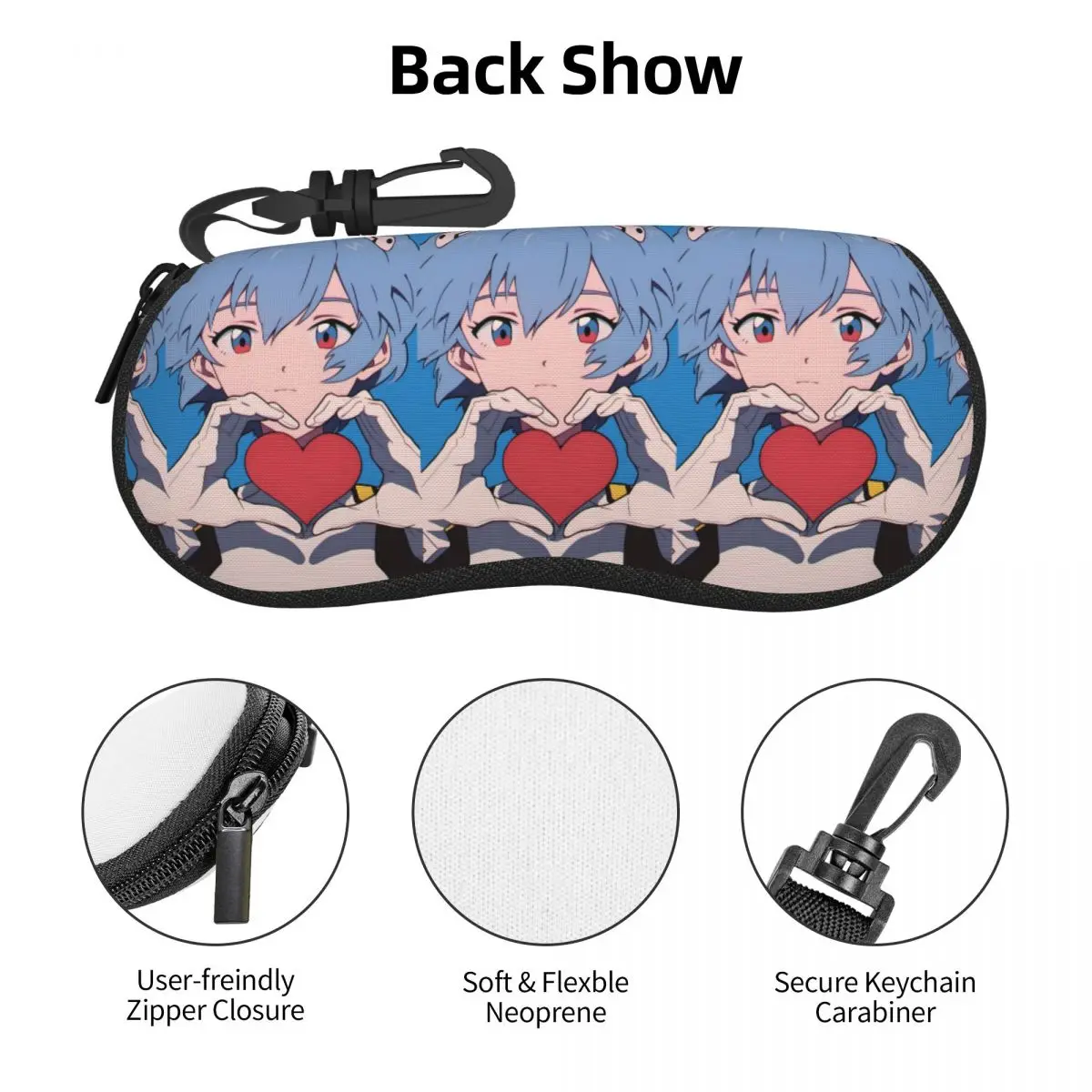 Custom Kawaii Anime E-Evangeliones Love Eyeglass Glasses Case Men Women Soft Classical Sunglasses Protective Pouch