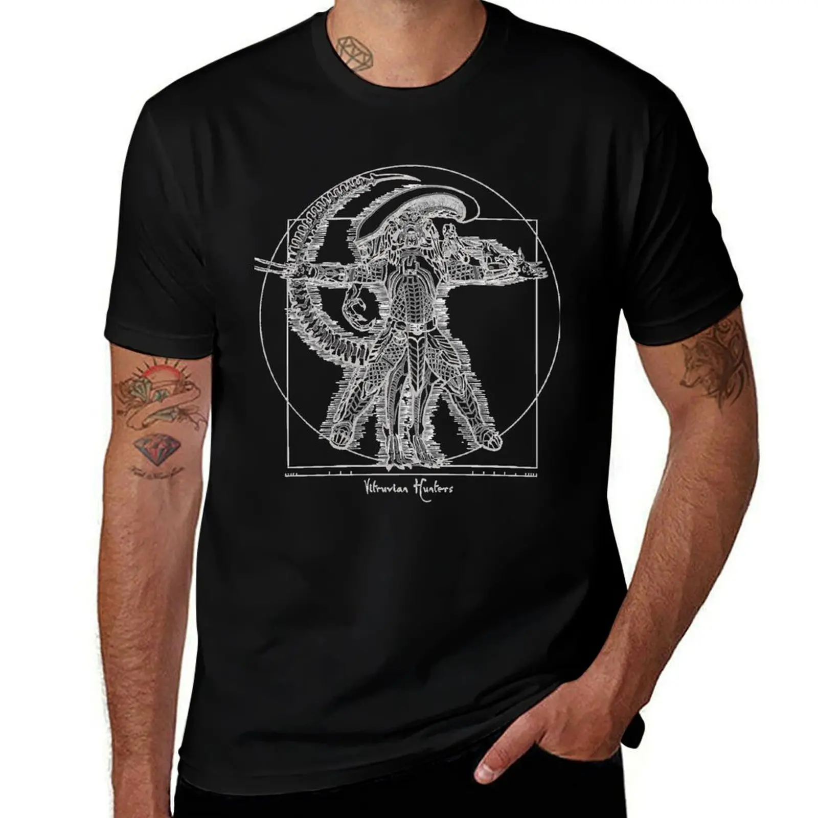 

Vitruvian Hunters ( Negative) Classic T Shirt T-Shirt sweat anime stuff shirts graphic tees mens white t shirts