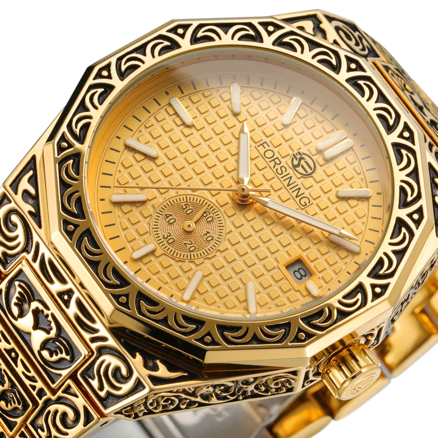 

FORSINING оригинальные дизайнерские роскошные мужские винтажные часы с датой, автоматический механизм, механические часы из нержавеющей стали, скелетон, военные