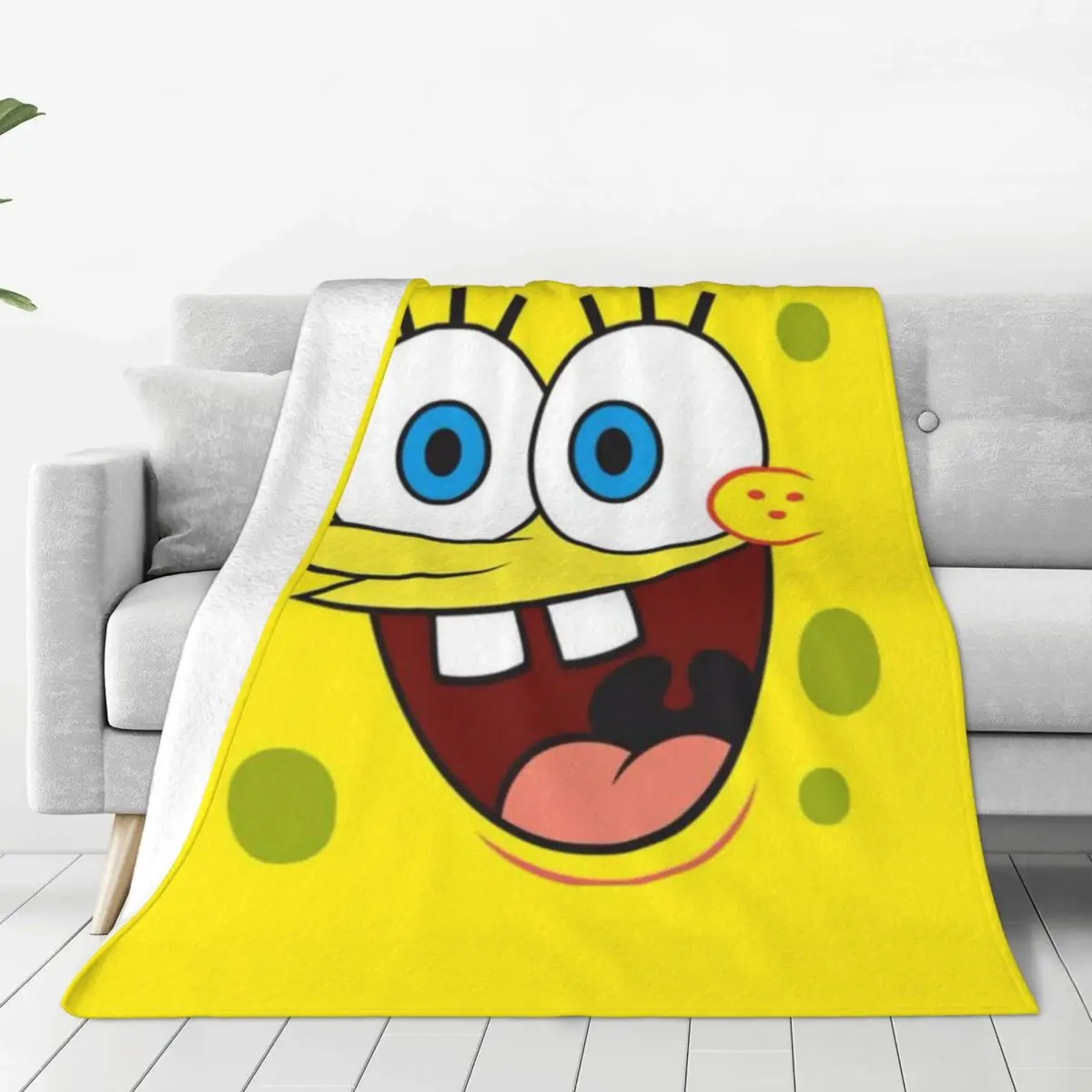 

Spongebob Plush Flannel Blanket - Warm and Snuggly Fleece Throw for Couch, Bed, and Camping Adventures Any Time of Year