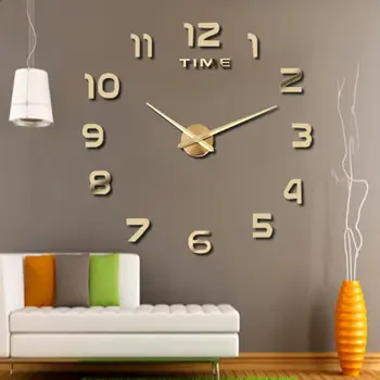 Velké 3D DIY nástěnné hodiny obří akrylové zrcadlové hodiny bezrámové velké horloge domácí dekorace do obývacího pokoje ložnice nástěnná dekorace 8 nejlepší prodej velké dekorativní nástěnné hodiny - №3